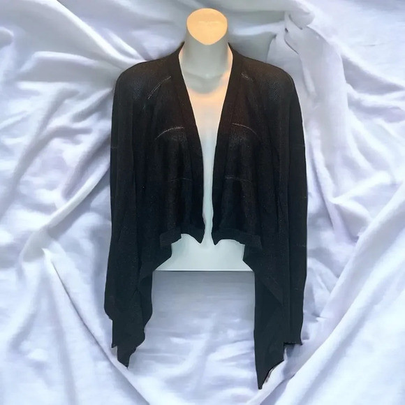 CACHE Sheer Metallic Black Cropped Cardigan Coverup - Picture 2 of 5